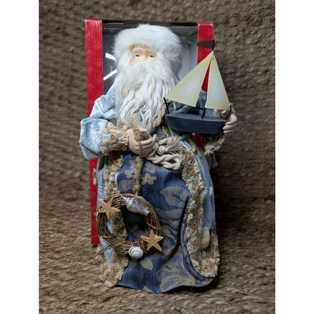 Limited Edition Nautical Coastal Beach Sailor Christmas Santa Claus Tree Topper